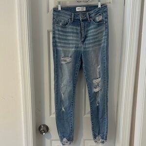 BKE Parker Light Blue Distressed Skinny Jeans